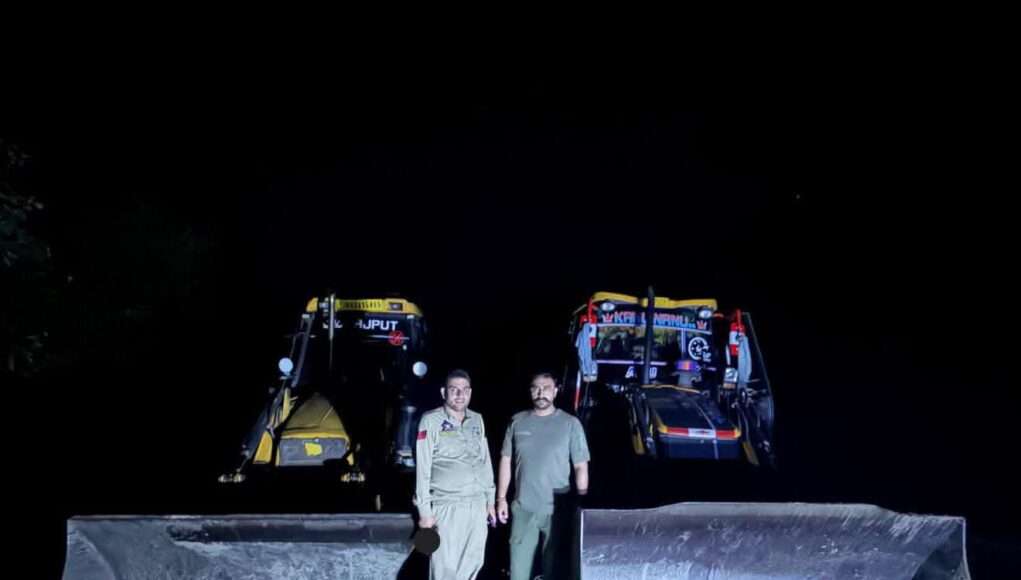 Sidhra Police cracksdown on illegal mining, seizes two JCBs in night raid