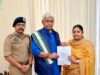 LG Manoj Sinha hands over appointment letter to wife of deceased PSI Sachin Verma