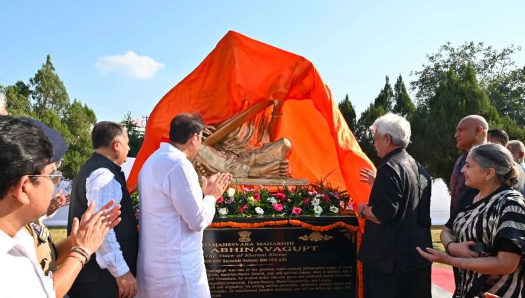 LG Sinha unveils Abhinavagupt statue, launches Artists’ Welfare Scheme, releases two books