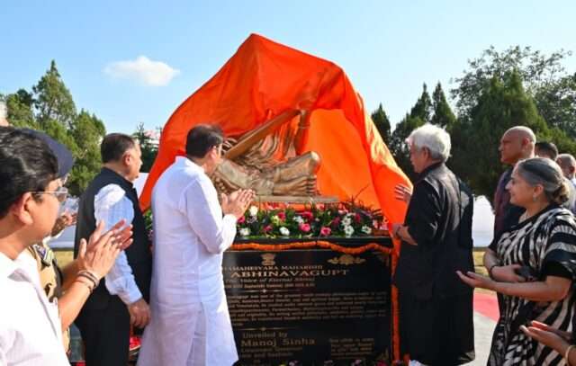 LG Sinha unveils Abhinavagupt statue, launches Artists’ Welfare Scheme, releases two books