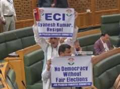 Congress MLAs display banners seeking CEC Gyanesh Kumar’s resignation
