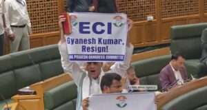 Congress MLAs display banners seeking CEC Gyanesh Kumar’s resignation