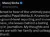LG Sinha mourns journalist Payal Mehta’s demise