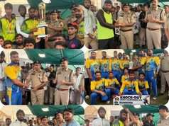 Aligant Warriors SK Bala lift CAP-2026 Cricket Trophy at Naidkhai