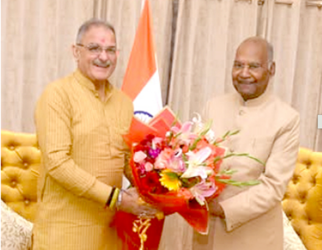 HP Governor Kavinder Gupta meets former President Ram Nath Kovind in New Delhi HP Governor Kavinder Gupta meets former President Ram Nath Kovind in New Delhi