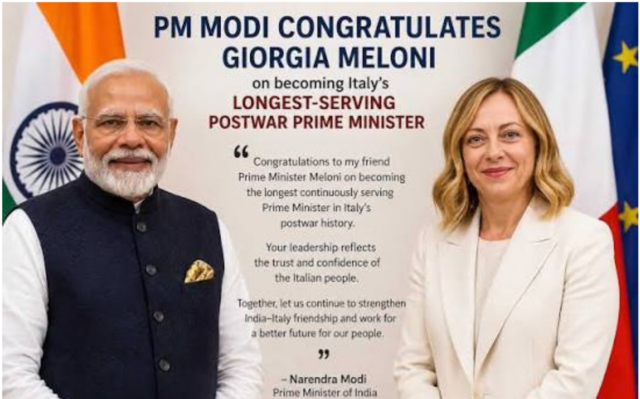 PM Modi congratulates Meloni on becoming longest continuously serving PM in Italy’s postwar history