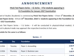 ICAI announces CA Foundation January 2027 mock test series 1, 2 dates; check full schedule