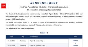 ICAI announces CA Foundation January 2027 mock test series 1, 2 dates; check full schedule