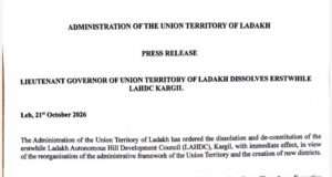 LG Ladakh dissolves erstwhile LAHDC Kargil, DC to assume Council powers temporarily