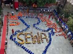 Human Rangoli at Jeevan Nagar highlights youth aspirations for Viksit Bharat