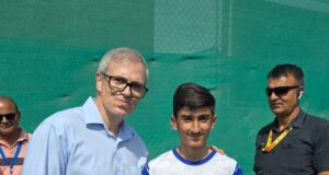 CM Omar Abdullah picks up racquet, plays soft tennis with Mohammad Qais