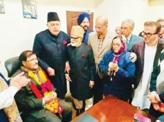 Party functionaries congratulate Mubarak Gul for senior leadership role